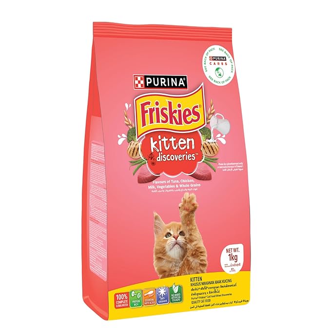 FRISKIES Kitten Discoveries Kitten Food, Tuna Chicken Milk Vegetables & Whole Grain Flavours, 1kg Packet